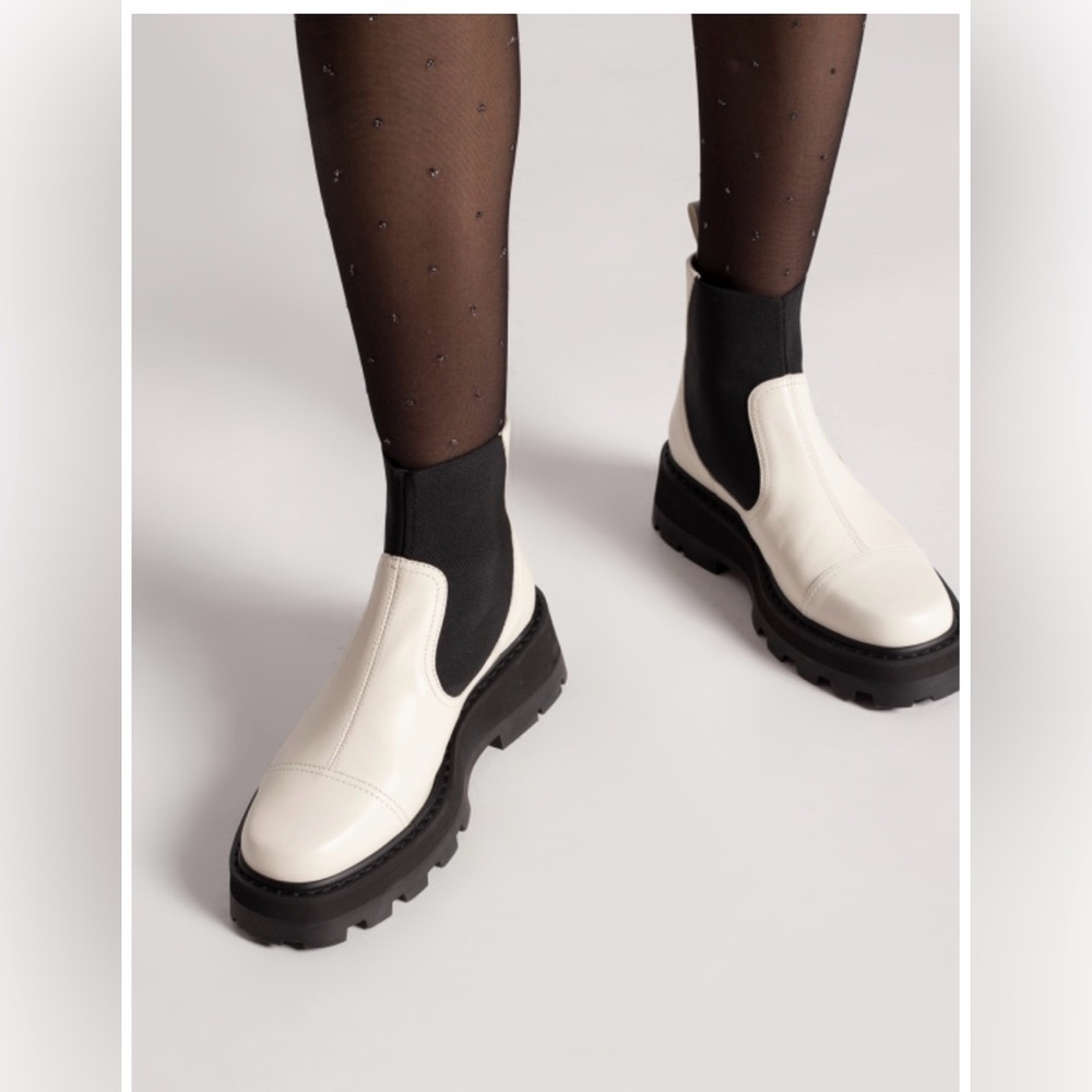 JIMMY CHOO CLAYTON CHELSEA ANKLE BOOT WINTER WHITE LUG SOLE